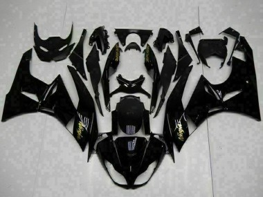 2009-2012 Kawasaki ZX6R Motorcycle Fairings - Glossy Black Gold Ninja Canada Websites