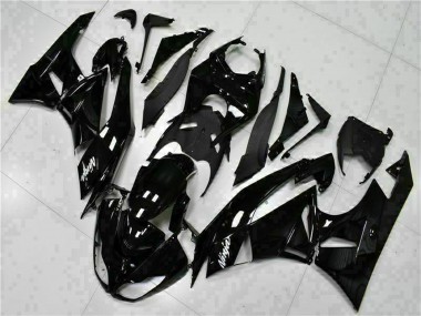 2009-2012 Kawasaki ZX6R Motorcycle Fairings - Glossy Black White Ninja Canada Websites