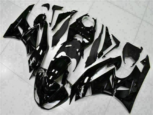 2009-2012 Kawasaki ZX6R Motorcycle Fairings - Glossy Black White Ninja Canada Websites