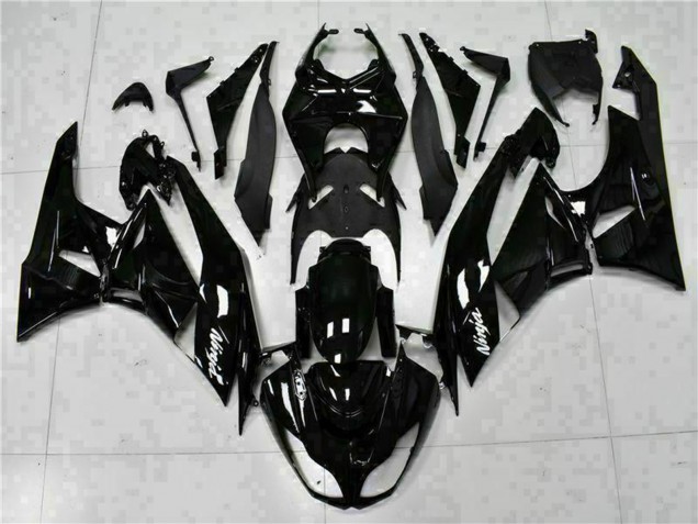 2009-2012 Kawasaki ZX6R Motorcycle Fairings - Glossy Black White Ninja Canada Websites