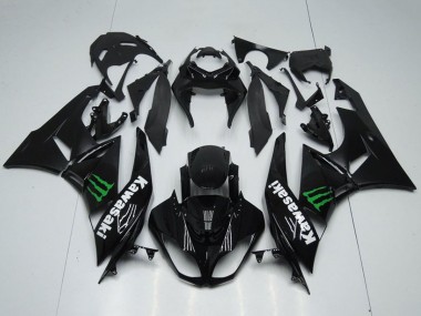 2009-2012 Kawasaki ZX6R Motorcycle Fairings - Glossy Black Green Monster Canada Websites