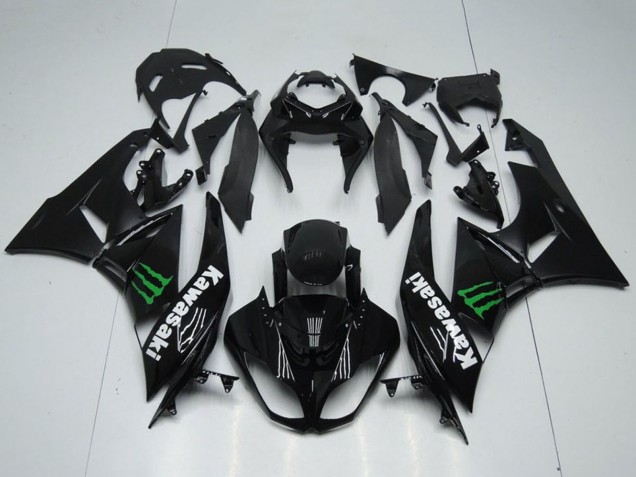 2009-2012 Kawasaki ZX6R Motorcycle Fairings - Glossy Black Green Monster Canada Websites