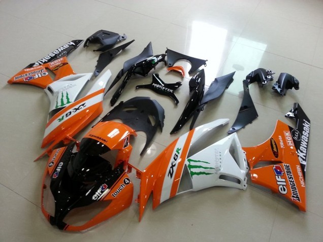 2009-2012 Kawasaki ZX6R Motorcycle Fairings - Orange White Glossy Black Green Elf Bridgestone Monster Canada Websites
