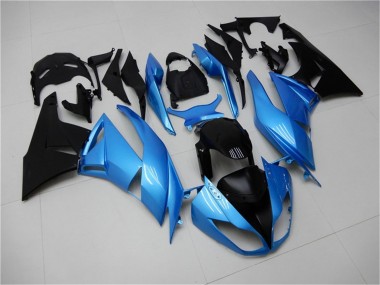 2009-2012 Kawasaki ZX6R Motorcycle Fairings - Light Blue Glossy Black Canada Websites