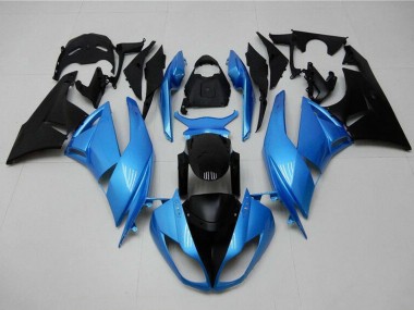 2009-2012 Kawasaki ZX6R Motorcycle Fairings - Light Blue Glossy Black Canada Websites