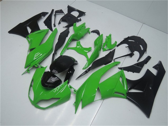 2009-2012 Kawasaki ZX6R Motorcycle Fairing Kits - Green Glossy Black Canada Websites