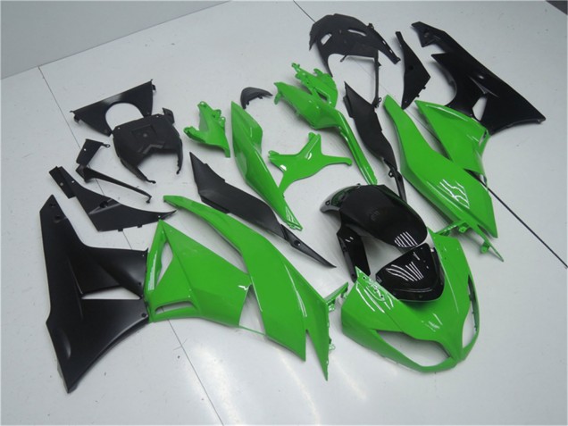 2009-2012 Kawasaki ZX6R Motorcycle Fairing Kits - Green Glossy Black Canada Websites