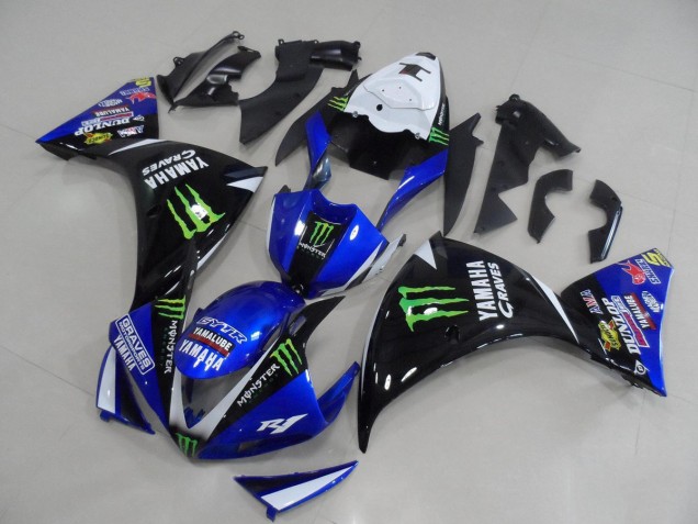 2012-2014 Yamaha YZF R1 Motorcycle Fairings - White Blue Glossy Black Green Graves Yamalube Monster Canada Websites