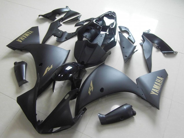 2012-2014 Yamaha YZF R1 Motorcycle Fairing - Glossy Black Matte Black Gold Decals Canada Websites