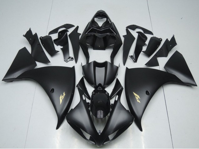 2012-2014 Yamaha YZF R1 Motorcycle Fairings - Glossy Black Matte Black Gold Decals Canada Websites