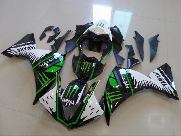 2012-2014 Yamaha YZF R1 Motorcycle Fairing - White Black Green Monster Canada Websites