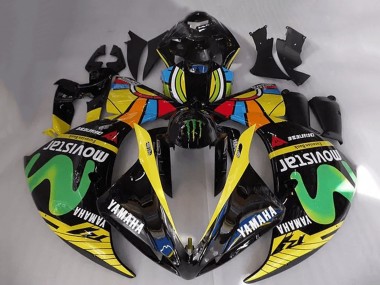 2012-2014 Yamaha YZF R1 Motorcycle Fairings - Glossy Black Yellow Green White Blue MoviStar Monster Canada Websites