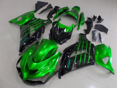 2012-2024 Kawasaki ZX14R ZZR1400 Motorcycle Fairings - Green Glossy Black Canada Websites