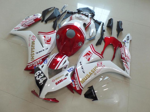 2012-2016 Honda CBR1000RR Motorcycle Fairings - White Red Musashi 634 Canada Websites