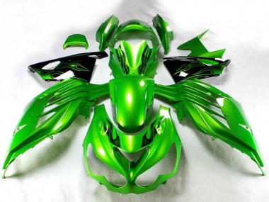 2012-2024 Kawasaki ZX14R ZZR1400 Motorcycle Fairing - Green Glossy Black Canada Websites