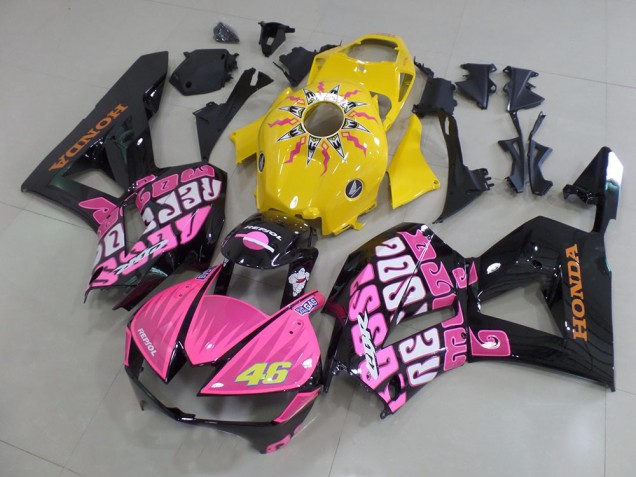 2013-2023 Honda CBR600RR Motorcycle Fairings - Yellow Pink Glossy Black Rossi 46 Canada Websites