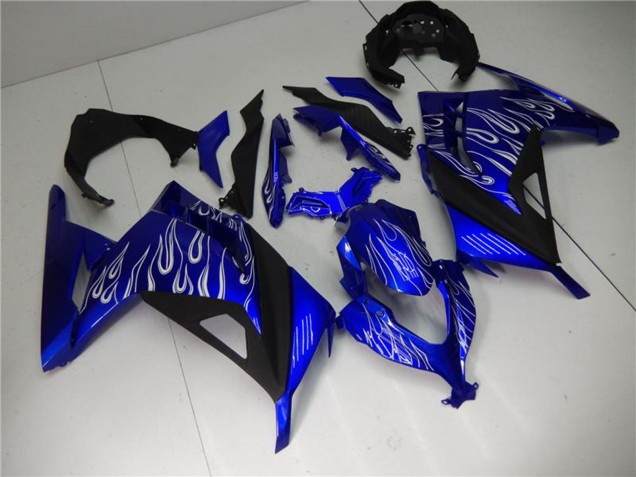 2013-2024 Kawasaki Ninja 300 EX300R Motorcycle Fairings - Blue Black White Flame Canada Websites
