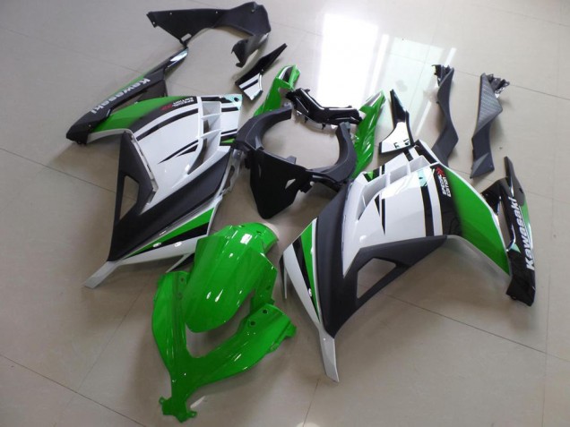 2013-2018 Kawasaki ZX300R Motorcycle Fairings - White Green Matte Black Canada Websites