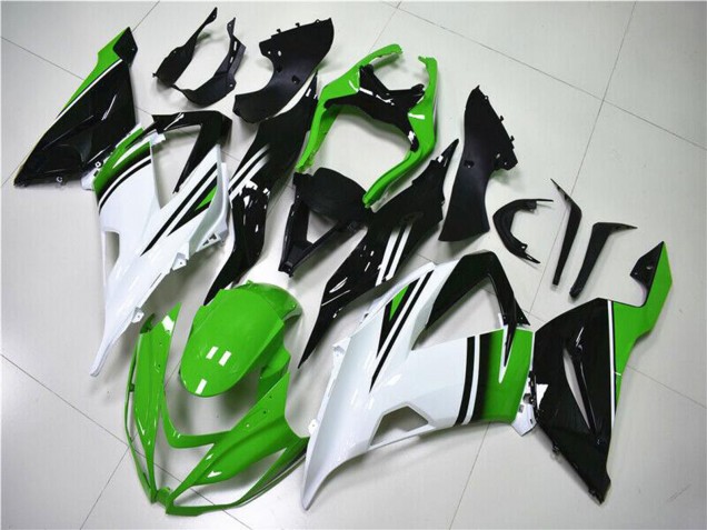 2013-2018 Kawasaki ZX6R Motorcycle Fairings - Green White Glossy Black Canada Websites