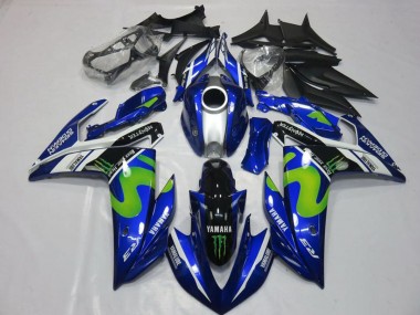 2015-2018 Yamaha YZF R3 Motorcycle Fairings - Blue White Black Green MoviStar Monster Canada Websites