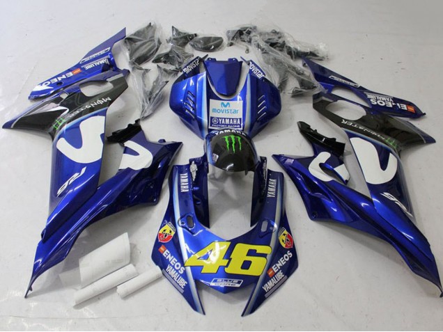 2017-2023 Yamaha YZF R6 Motorcycle Fairings - White Blue Green Monster MoviStar Canada Websites