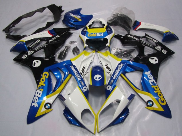 2009-2014 BMW S1000RR Motorcycle Fairings - White Yellow Blue Glossy Black GoldBet HP Canada Websites