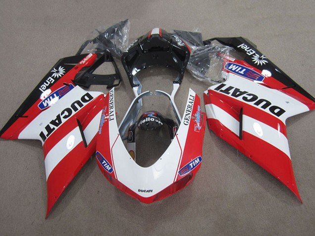 2007-2014 Ducati 1098 Motorcycle Fairings - Red White Black Generali Tim Canada Websites