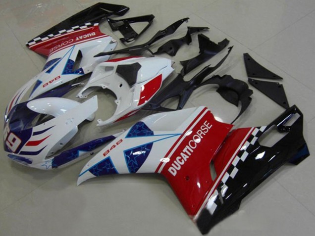 2007-2014 Ducati 1098 Motorcycle Fairings - White Red Black Blue Corse 69 Canada Websites