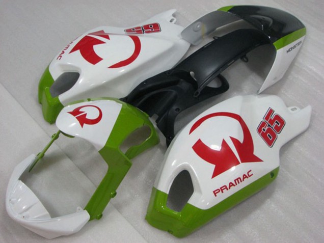 2008-2012 Ducati Monster 696 Motorcycle Fairings - White Green Red Pramac 65 Canada Websites