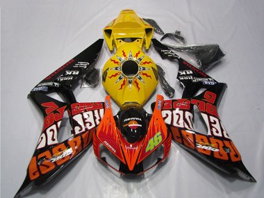 2006-2007 Honda CBR1000RR Motorcycle Fairings - Yellow Orange Glossy Black Rossi Repsol 46 Canada Websites