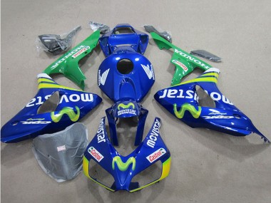 2006-2007 Honda CBR1000RR Motorcycle Fairings - Blue Green Yellow MoviStar Castrol Canada Websites