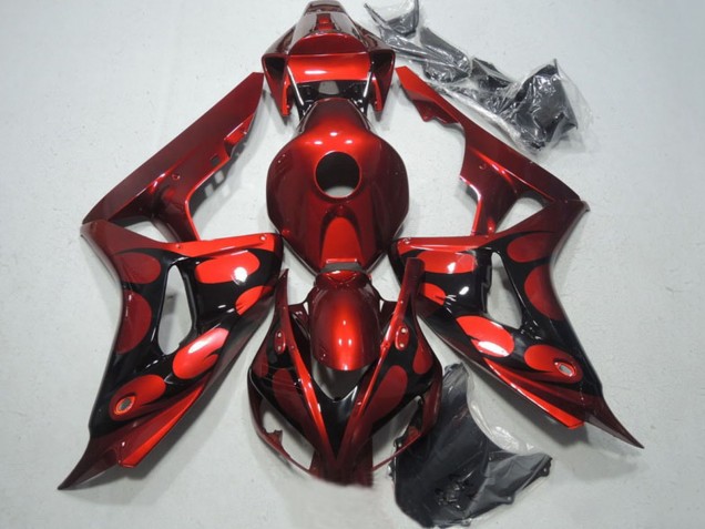 2006-2007 Honda CBR1000RR Motorcycle Fairings - Red Glossy Black Flame Canada Websites