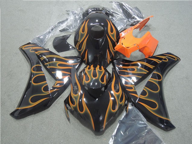 2008-2011 Honda CBR1000RR Motorcycle Fairings - Glossy Black Orange Flame Canada Websites
