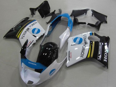 1996-2007 Honda CBR1100XX Blackbird Motorcycle Fairings - White Blue Glossy Black Konica Minolta Canada Websites