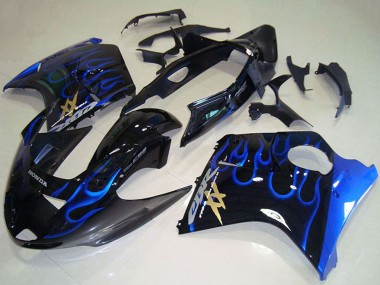 1996-2007 Honda CBR1100XX Blackbird Abs Motorcycle Fairings - Glossy Black Blue Flame Canada Websites