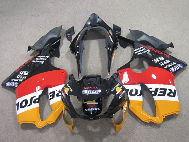 1999-2000 Honda CBR600 F4 Motorcycle Fairings - Orange White Red Glossy Black Repsol Canada Websites