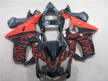 2001-2003 Honda CBR600 F4i Motorcycle Fairing Kits - Glossy Black Red Flame Canada Websites