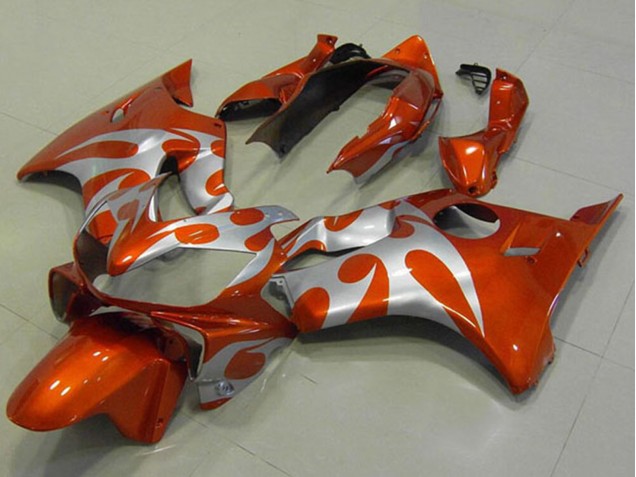 2004-2007 Honda CBR600 F4i Motorcycle Fairings - Silver Orange Flame Canada Websites
