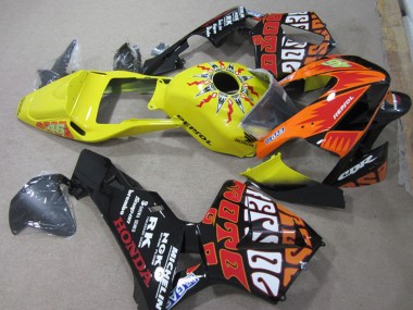 2003-2004 Honda CBR600RR Motorcycle Fairings - Yellow Orange Glossy Black Rossi Repsol 46 Canada Websites