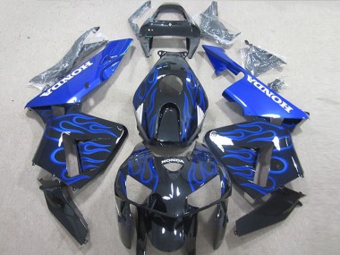 2005-2006 Honda CBR600RR Motorcycle Fairing Kits - Glossy Black Blue Flame Canada Websites