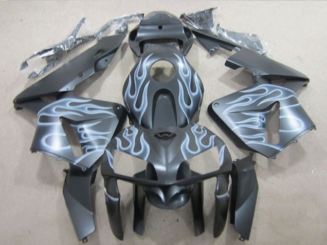 2005-2006 Honda CBR600RR Motorcycle Fairings - Matte Black Silver Flame Canada Websites