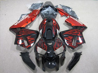 2005-2006 Honda CBR600RR Bike Fairings - Glossy Black Red Flame Canada Websites