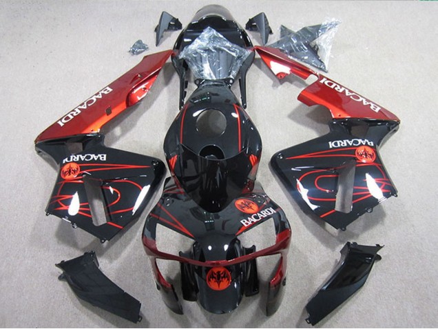 2005-2006 Honda CBR600RR Motorcycle Fairings - Glossy Black Red BACARDI Canada Websites