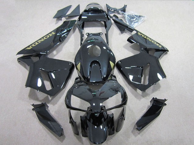 2005-2006 Honda CBR600RR Motorcycle Fairings - Glossy Black Gold Decal Canada Websites