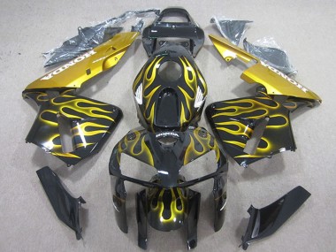 2005-2006 Honda CBR600RR Motorcycle Fairings - Glossy Black Yellow Flame Canada Websites