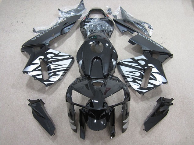 2005-2006 Honda CBR600RR Motorcycle Fairing - Glossy Black Silver Flame Canada Websites