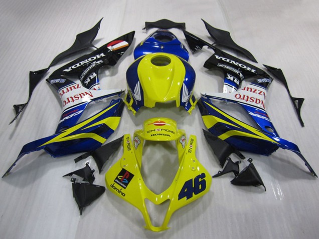 2007-2008 Honda CBR600RR Motorcycle Fairing - Yellow Blue White Glossy Black Nastro Azzurro Canada Websites