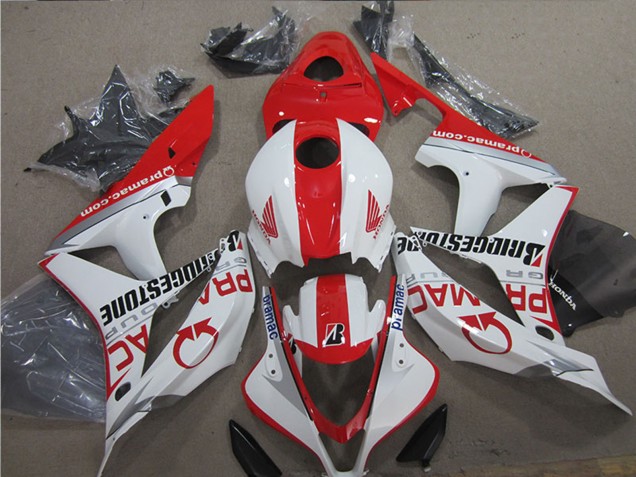 2007-2008 Honda CBR600RR Motorcycle Fairings - White Red Pramac Bridgestone Canada Websites
