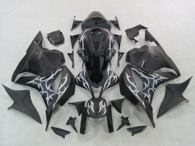 2007-2008 Honda CBR600RR Motorcycle Fairings - Matte Black Silver Flame Canada Websites