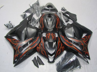 2009-2012 Honda CBR600RR Motorcycle Fairings - Matte Black Orange Flame Canada Websites